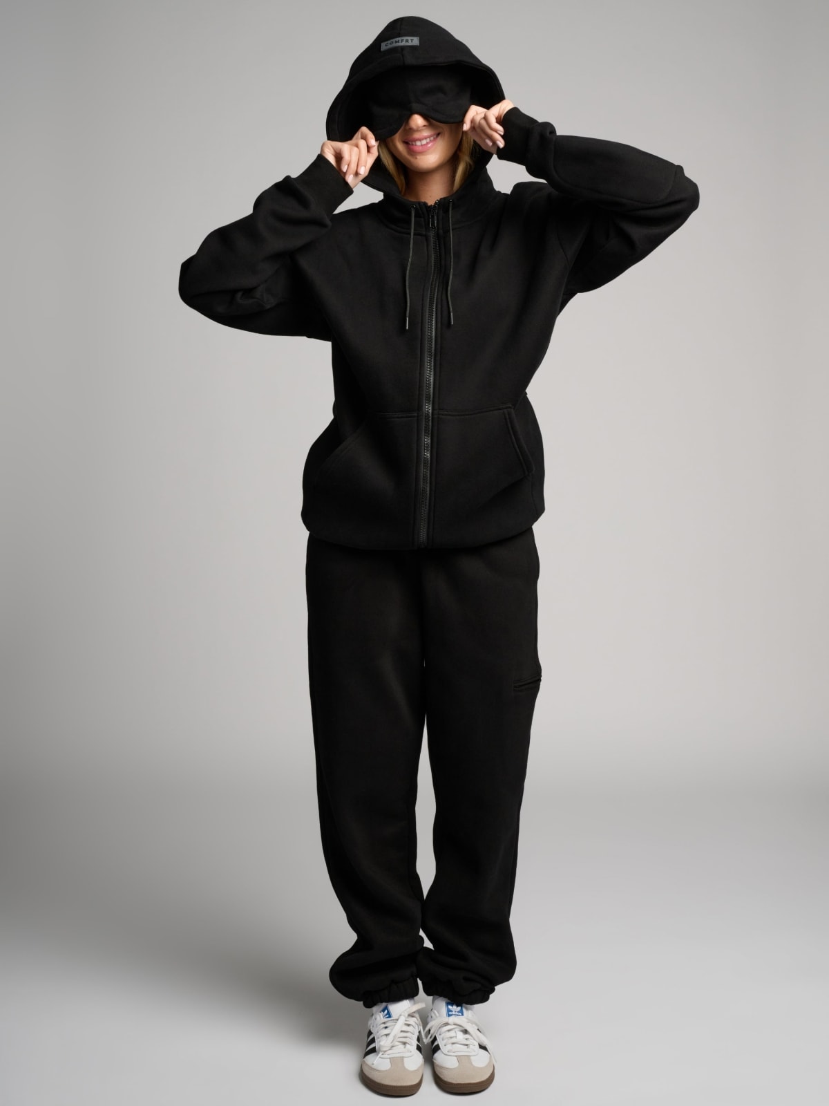 Airplane Mode Travel Zip Hoodie | Built-In Eye Mask for Sleep | Comfrt