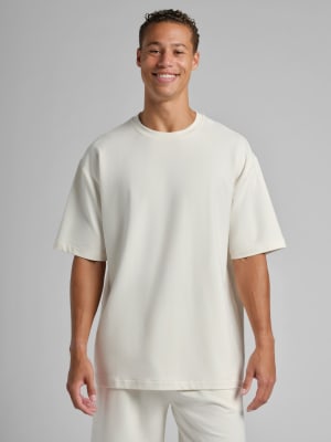 Luxe Terry Tee: Evan is 6'4" wearing a size L