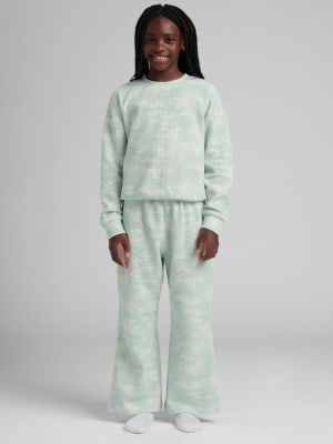 Waffle Kids Lounge Pant: Mint Camo