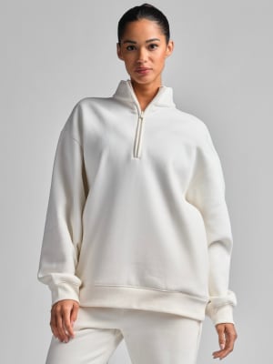 Basic Quarter Zip Mock Neck: Lexy is 5’8” and wears a size S