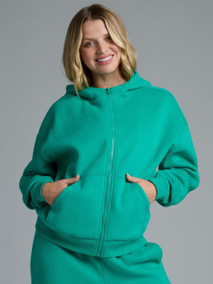 Basic Crop Zip Hoodie: Chelsea is 5'8" and wears a size S