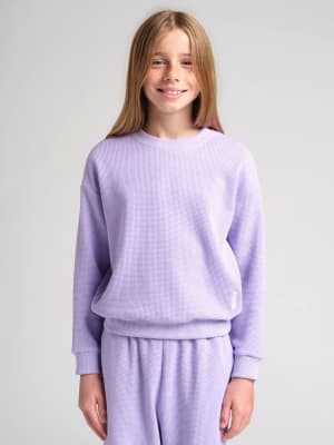 Waffle Kids Lounge Long Sleeve: Raphaella is 10 wearing a size S