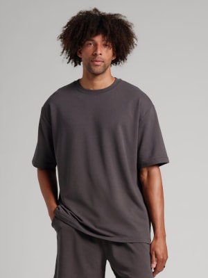 Luxe Terry Tee: Imani is 6'4" wearing a size L
