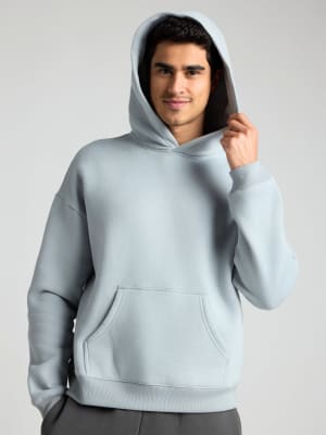Basic Crop Hoodie: Davi is 6'0" and wears a size L