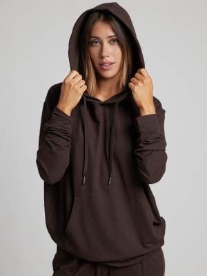 AllDayJersey™ Hoodie: Nikki is 5'8" and wears a size S