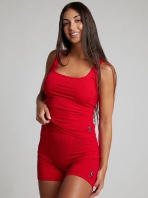 Rib Contour Waist Length Tank: Sara is 5'6" and wears a size M