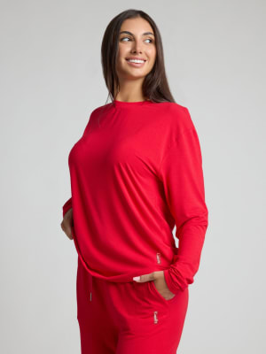 Cloud Lounge Long Sleeve Tee: Cherry