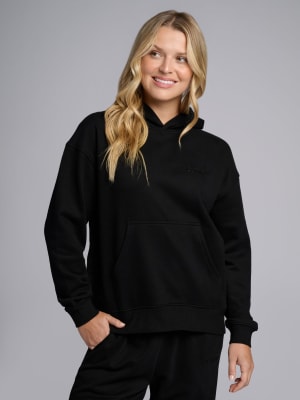 Halo Lightweight Crop Hoodie: Chelsea is 5'8" and wears a size S