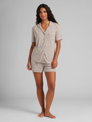 Luna Lounge Short Sleeve Short PJ Set: Desert Leopard