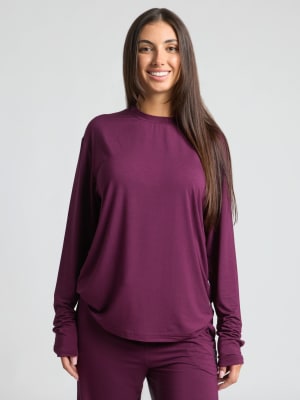 Cloud Lounge Long Sleeve Tee: Sara is 5'6" and wears a size M