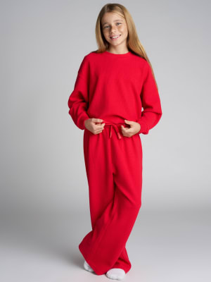 Waffle Kids Lounge Pant: Raphaella is 10 wearing a size S