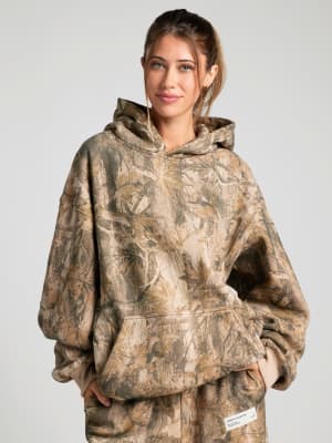 Camo Hoodie: Nikki is 5'8" and wears a size S