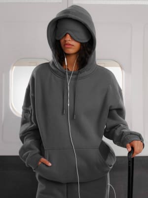 Airplane Mode Travel Hoodie: Steel Grey