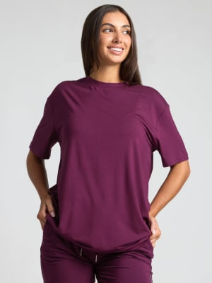 Cloud Lounge Tee: Sara is 5'6" and wears a size M
