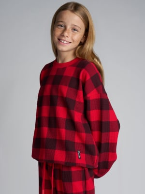 Waffle Kids Lounge Long Sleeve: Raphaella is 10 wearing a size S