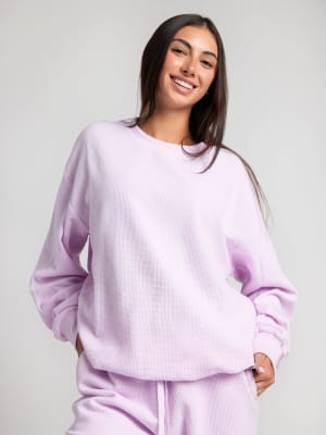 Waffle Lounge Long Sleeve: Sara is 5'6" and wears a size M