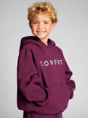 Tranquil Kids Hoodie: Joseph is 6 wearing a size S