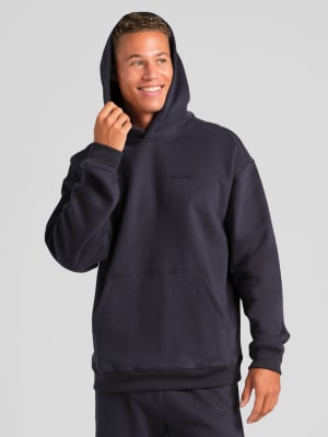 Halo Lightweight Oversized Hoodie: Evan is 6'4" wearing a size L