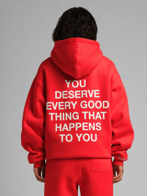 Comfrt x We're Not Really Strangers Hoodie: Crimson