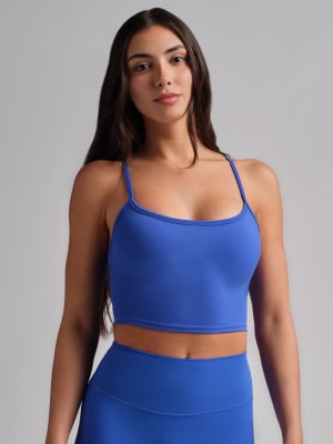 ComfrtCore™ Strappy Crop Tank: Cobalt Blue
