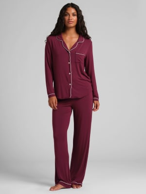 Luna Lounge Long Sleeve Pant PJ Set: Plum