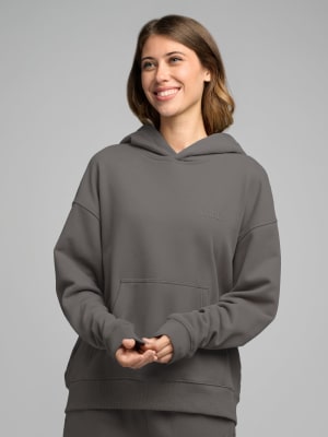 Halo Lightweight Crop Hoodie: Nikki is 5'8" and wears a size S