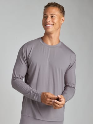 Cloud Lounge Long Sleeve Tee: Evan is 6'4" wearing a size L