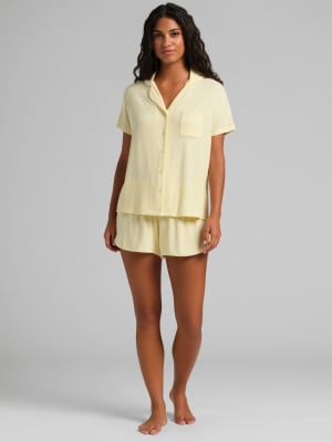 Slinky Rib Short Sleeve PJ Set: Elly is 5'8” and wears a size S