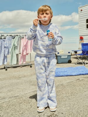 Waffle Kids Lounge Long Sleeve: Sky Camo