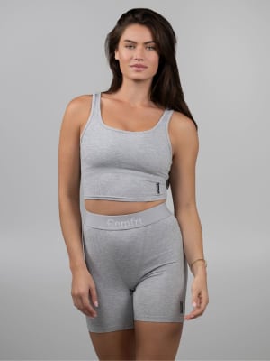 Rib Contour Crop Tank: Lauren is 5′8″ wearing a size XS